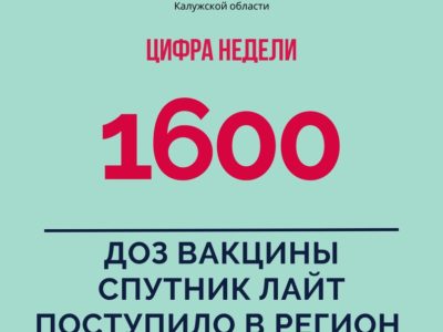 В Калужскую область поступило 1600 доз вакцины Спутник Лайт