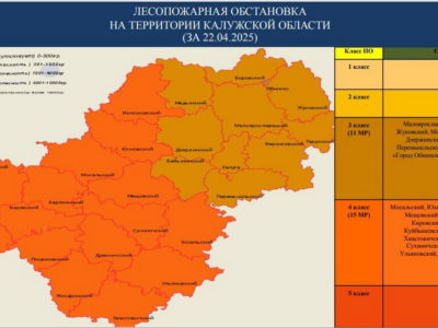  Погода окрасила карту Калужской области в оранжевый цвет