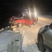 На Ждамировской Audi врезался в столб