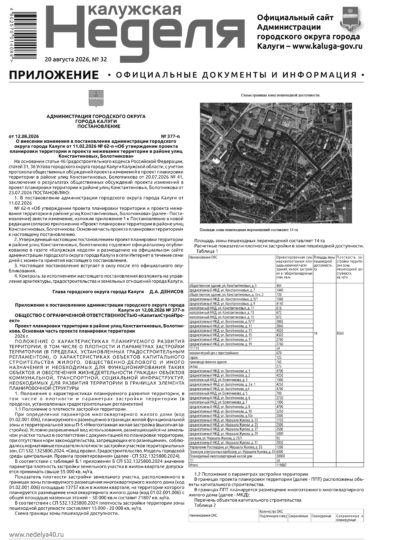 Приложение №32 от 20 августа 2026 года